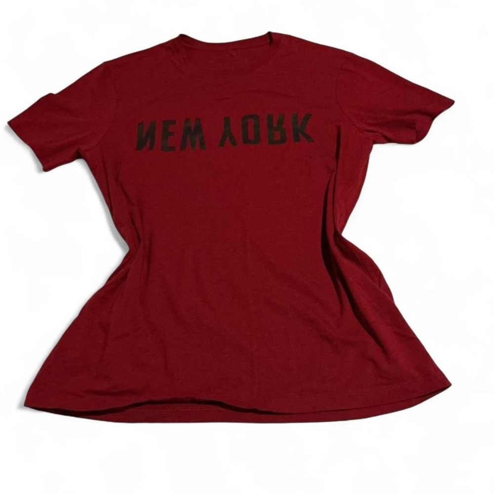 Armani Exchange 100% Pima cotton Burgundy New‎ York tee spelled backwards.